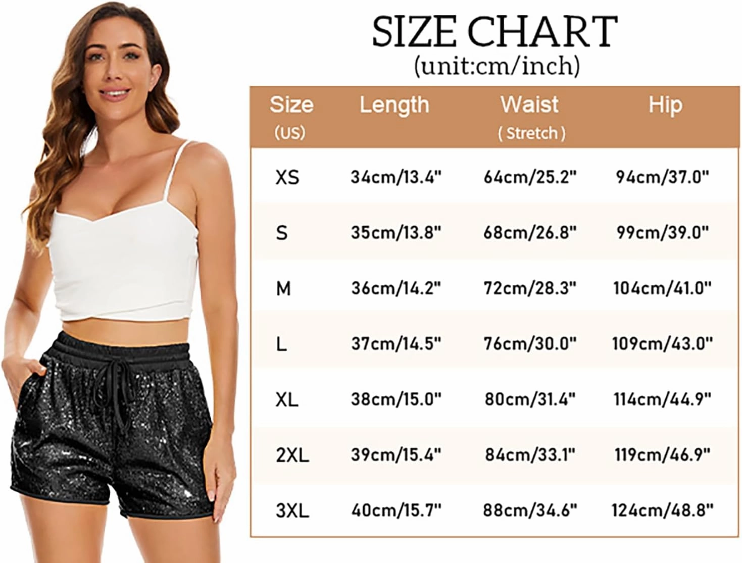 PESION Sequins Rave Shorts for Women High Waist Casual Loose A Line Hot Pants Sparkly Clubwear Night-Out