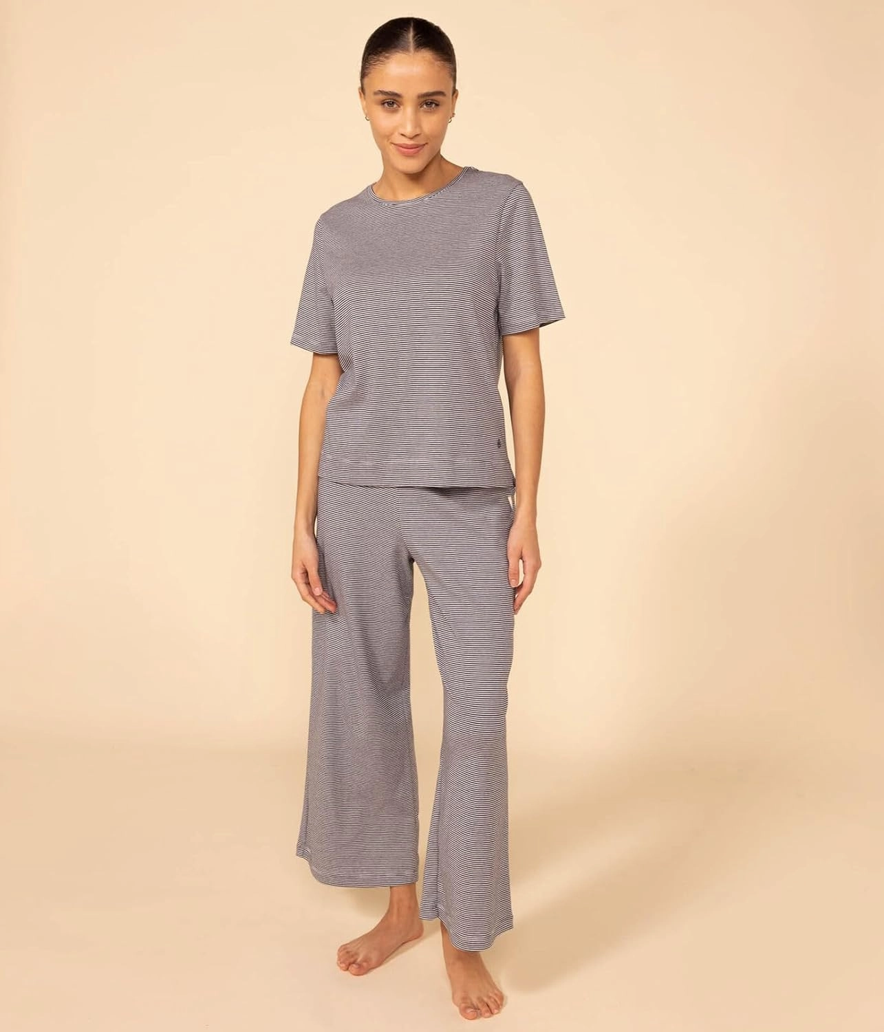 Petit Bateau WOMEN'S PINSTRIPED COTTON PYJAMAS SET SIZES XXS-XL