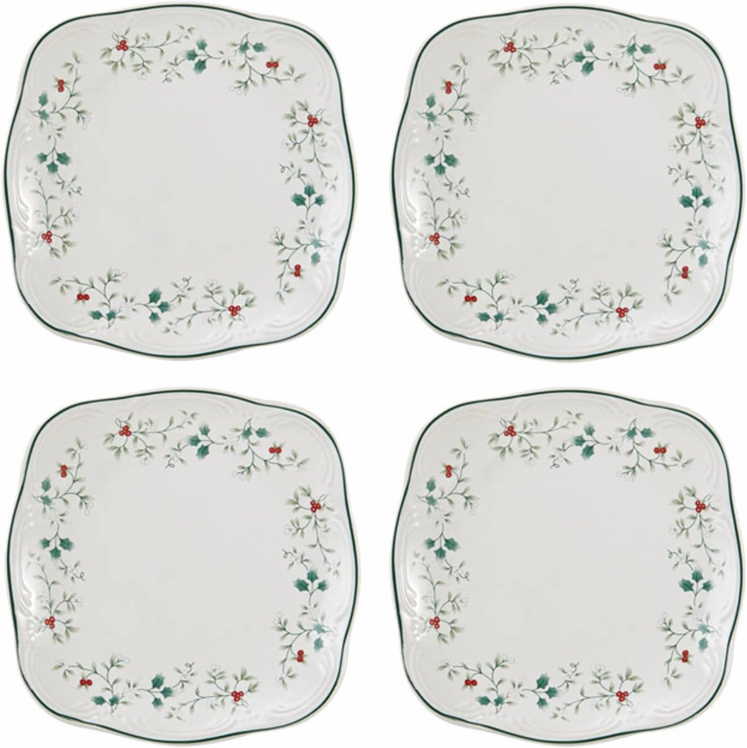 Pfaltzgraff Winterberry Square Salad Plates, Set Of 4, 8 Inch, Multicolor