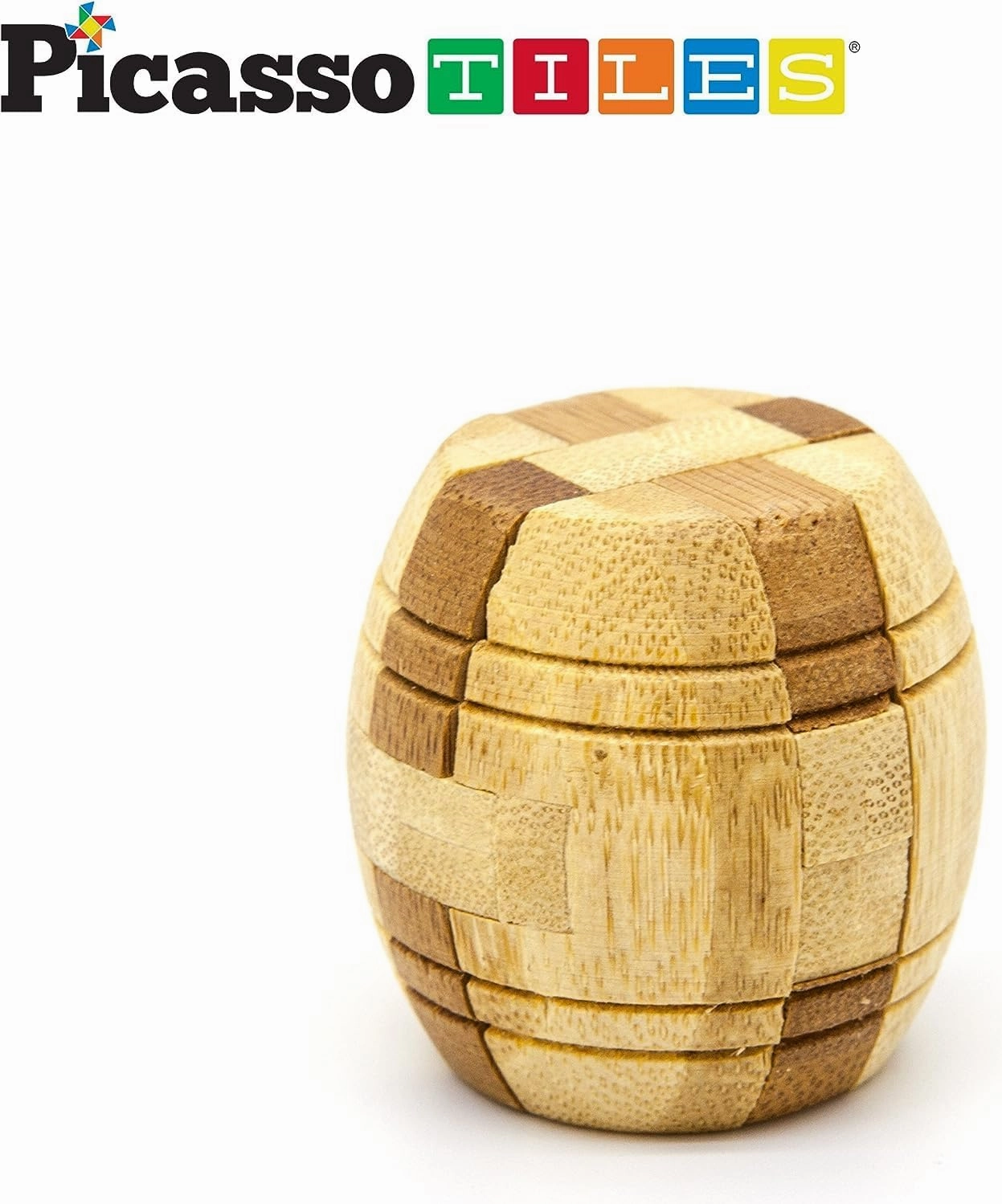 PicassoTiles 8 Styles Interlocking Sensory Toys Wooden Burr Cube, Ball and Barrels Logic Skill Genius Puzzle Brain Teaser Games & Intellectual 3D Assembling Educational Toy Set for Kids & Adults PTP08