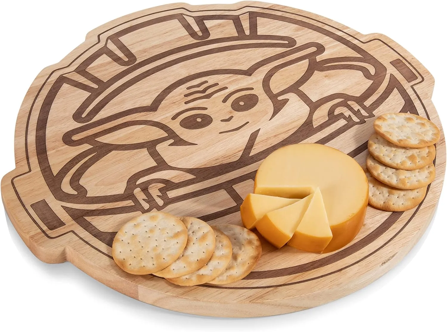 PICNIC TIME Star Wars Mandalorian Grogu Buggy 16" Serving Board, Wood Cheese Board, Charcuterie Board, Cutting Board (Parawood)
