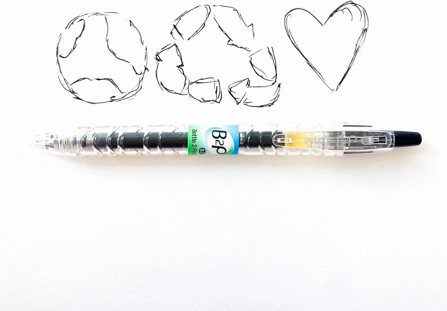 PILOT B2P Colors - Bottle to Pen Refillable & Retractable Rolling Ball Gel Pen Made From Recycled Bottles, Fine Point, Black G2 Ink/Clear Barrel, 12-Pack (36629)