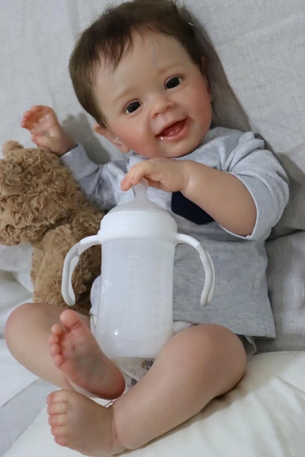 Pinky Reborn 24 Inch Reborn Toddler Baby Doll Boys Realistic Soft Silicone Newborn Babies Dolls Gift Set for Kids Age 3 