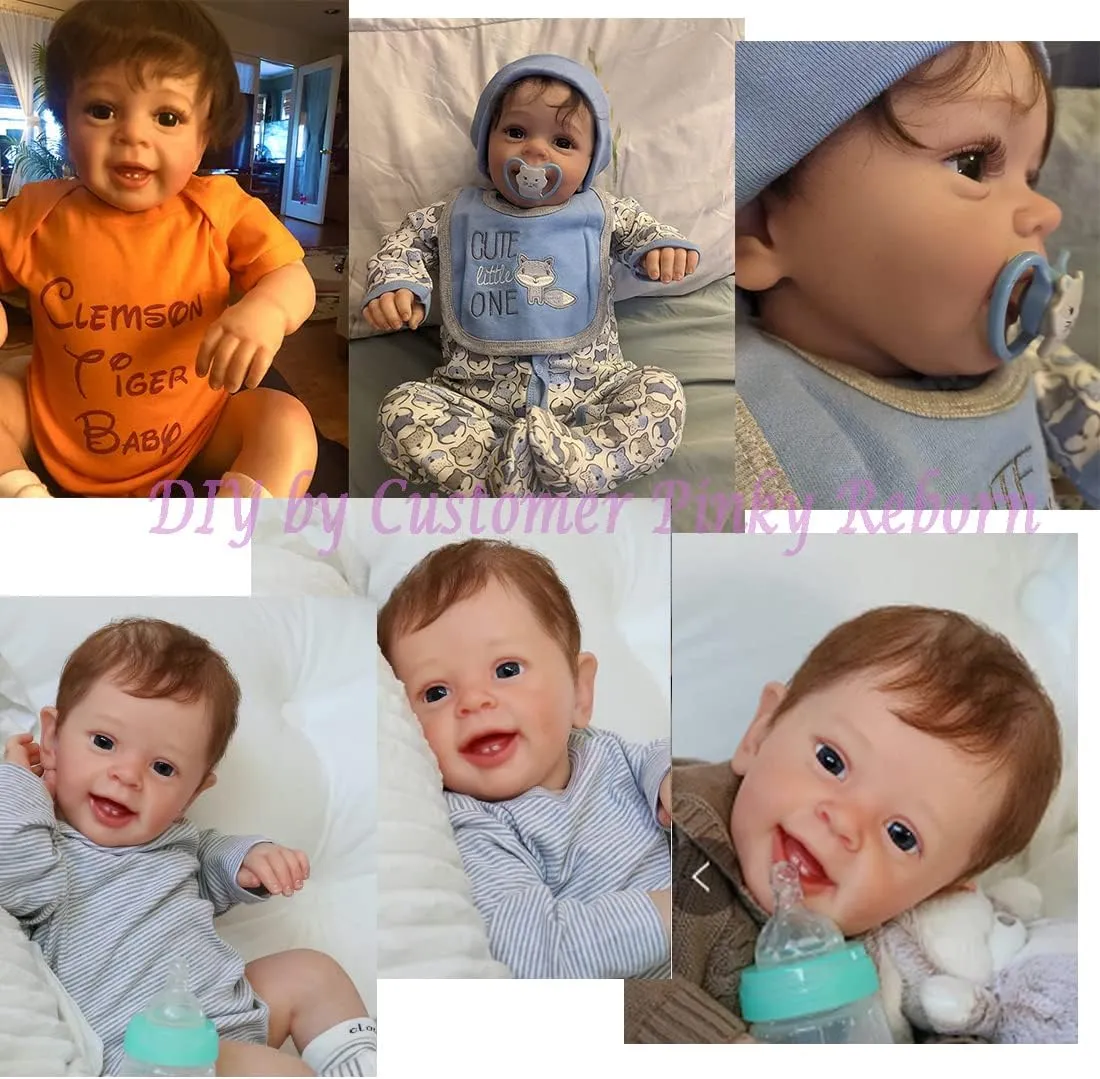 Pinky Reborn 24 Inch Reborn Toddler Baby Doll Boys Realistic Soft Silicone Newborn Babies Dolls Gift Set for Kids Age 3 