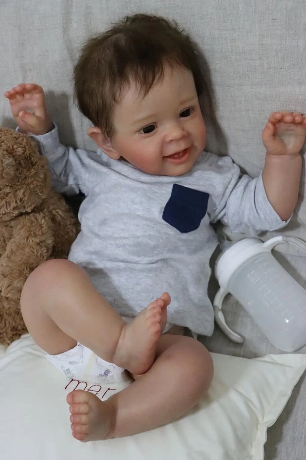Pinky Reborn 24 Inch Reborn Toddler Baby Doll Boys Realistic Soft Silicone Newborn Babies Dolls Gift Set for Kids Age 3 