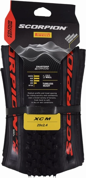 Pirelli Scorpion XC M Red Color Edition Mountain Bicycle Tire 29x2.4 - Tubeless High-Performance Tear-Resistant MTB Tire for XC Racing, Trail and Enduro Riding