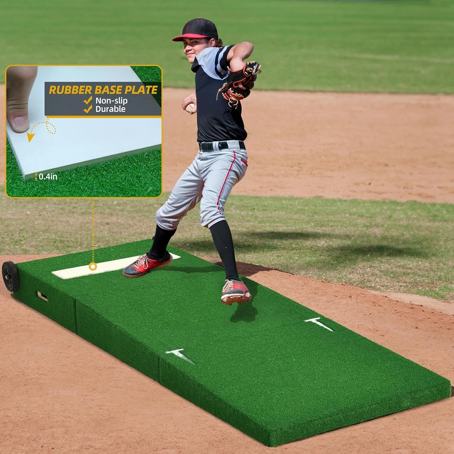 Pitching Mound, Portable Pitchers Mound with Non-Slip Rubber Plate, Pitching Mounds for Baseball Softball Pitching Taining