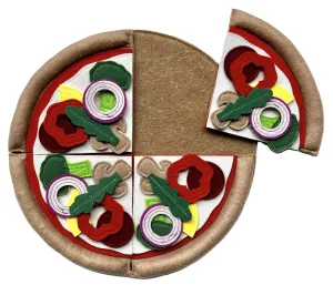 Pizza Set with Toppings | Handmade, Durable, Eco-Friendly Felt Montessori Pretend Play Food | Kitchen Toy for Toddlers & Kids