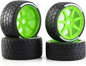 plplaaoo Remote Control Car Tires High Performance Upgrade 17MM Wheel Hex Replacement for ARMA 1/7 Felony Model GT RC Racing Drift Rubber 4pcs (Green)
