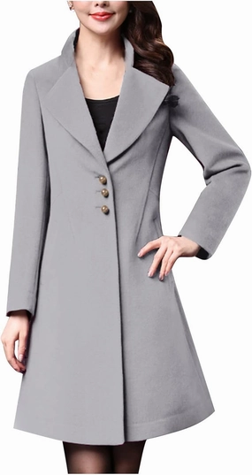Plus Size Peacoat For Women Elegant Lapel Collar Winter Warm a Line Trench Coat Casual Thickened Mid-Length Overcoat