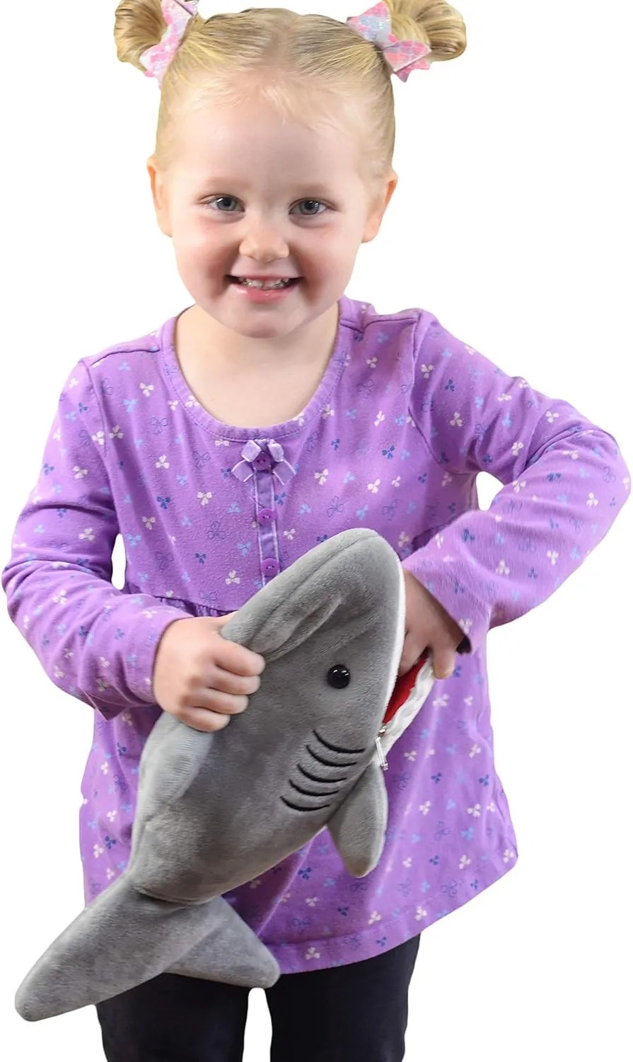 Plush Shark 15 Inch with 6 Soft Baby Sea Creatures for Hungry Great White Sharks Plushie Stuffed Animal to Eat Including Crab, Lobster, Stingray, Dolphin, Turtle, & Clown Fish - Eating Plush
