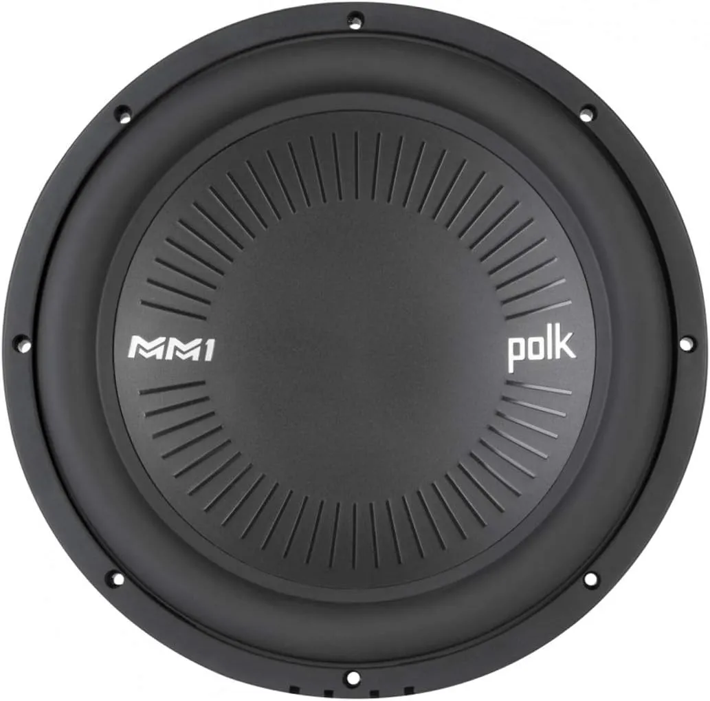 Polk Audio MM1242 SVC MM1 Series 12" Marine & Car Subwoofer - 900W, 26-200Hz Frequency Response, Single 4-Ohm Voice Coils, Polypropylene Woofer Cone, Compact Subwoofer for Deep, Powerful Bass