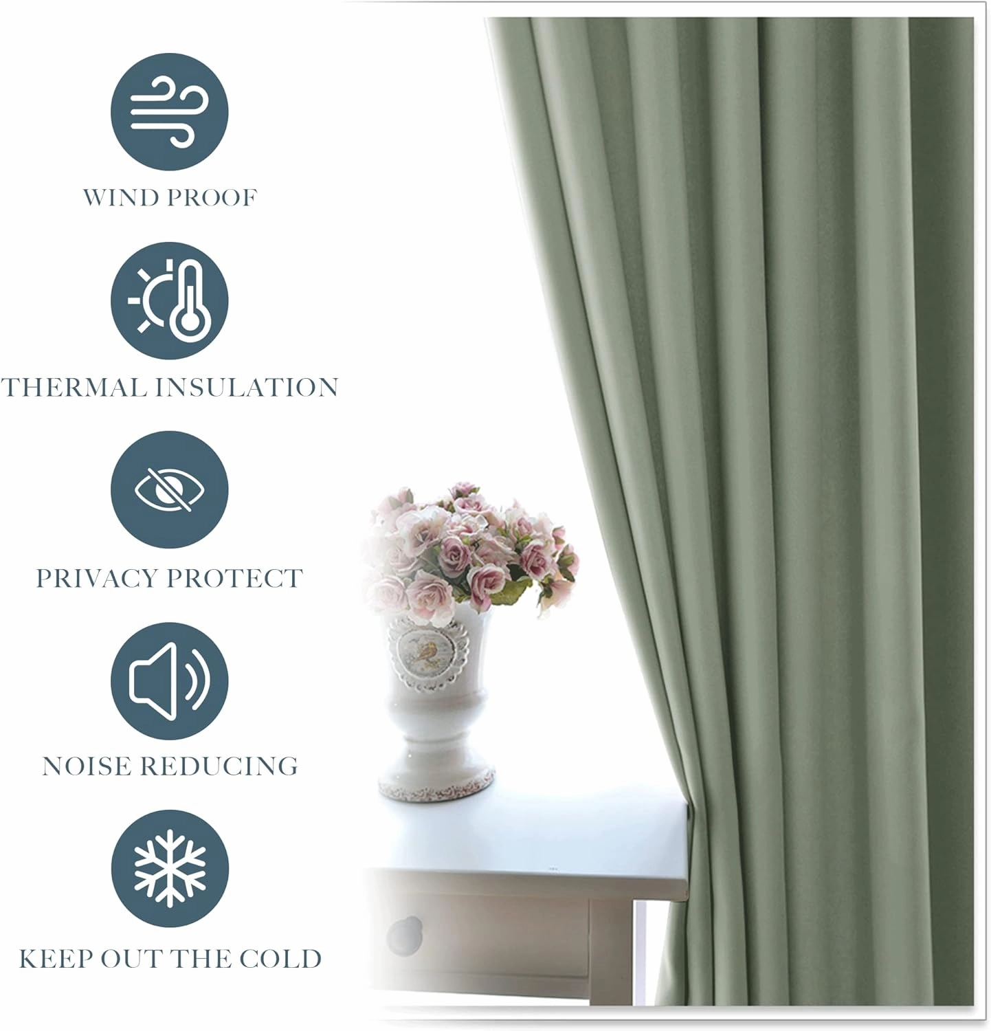 PONY DANCE Short Black Out Curtain Panels for Basement, Small Drapes for Bathroom, Thermal Insulated Tiers for Basement, 34x45 inch, 2 Window Curtain Panels, Sage Green