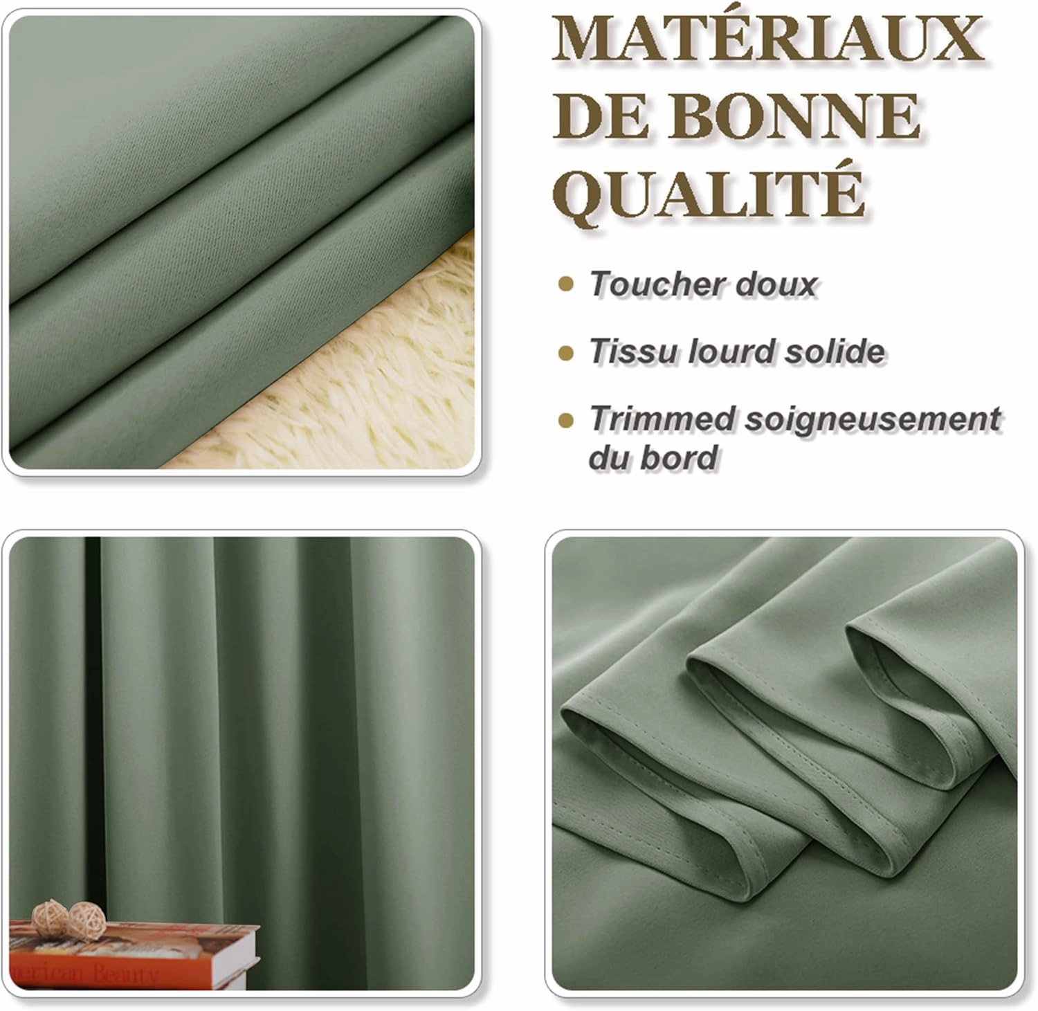 PONY DANCE Short Black Out Curtain Panels for Basement, Small Drapes for Bathroom, Thermal Insulated Tiers for Basement, 34x45 inch, 2 Window Curtain Panels, Sage Green