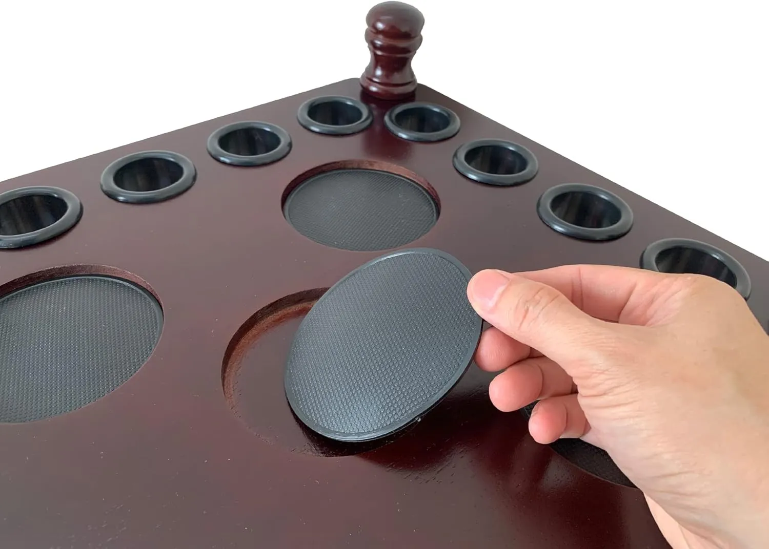 Pool Cue Rack Hold up to 8 Sticks & Billiard Accessories. Floor Stand Pool Cue Stick Holder Made of 100% Solid Hardwood.(Traditional Mahogany)