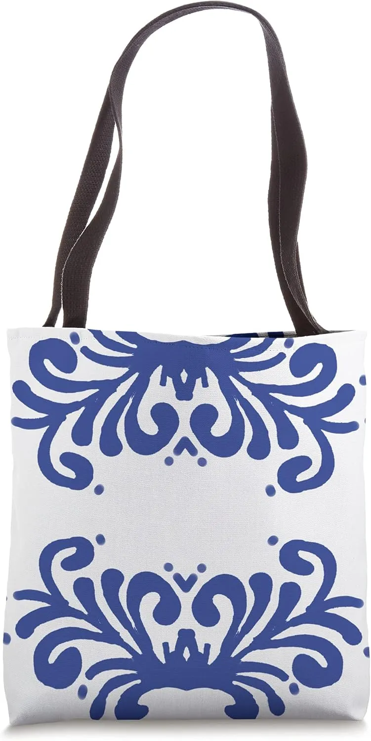 porcelain inspired motif - blue white abstract art Tote Bag