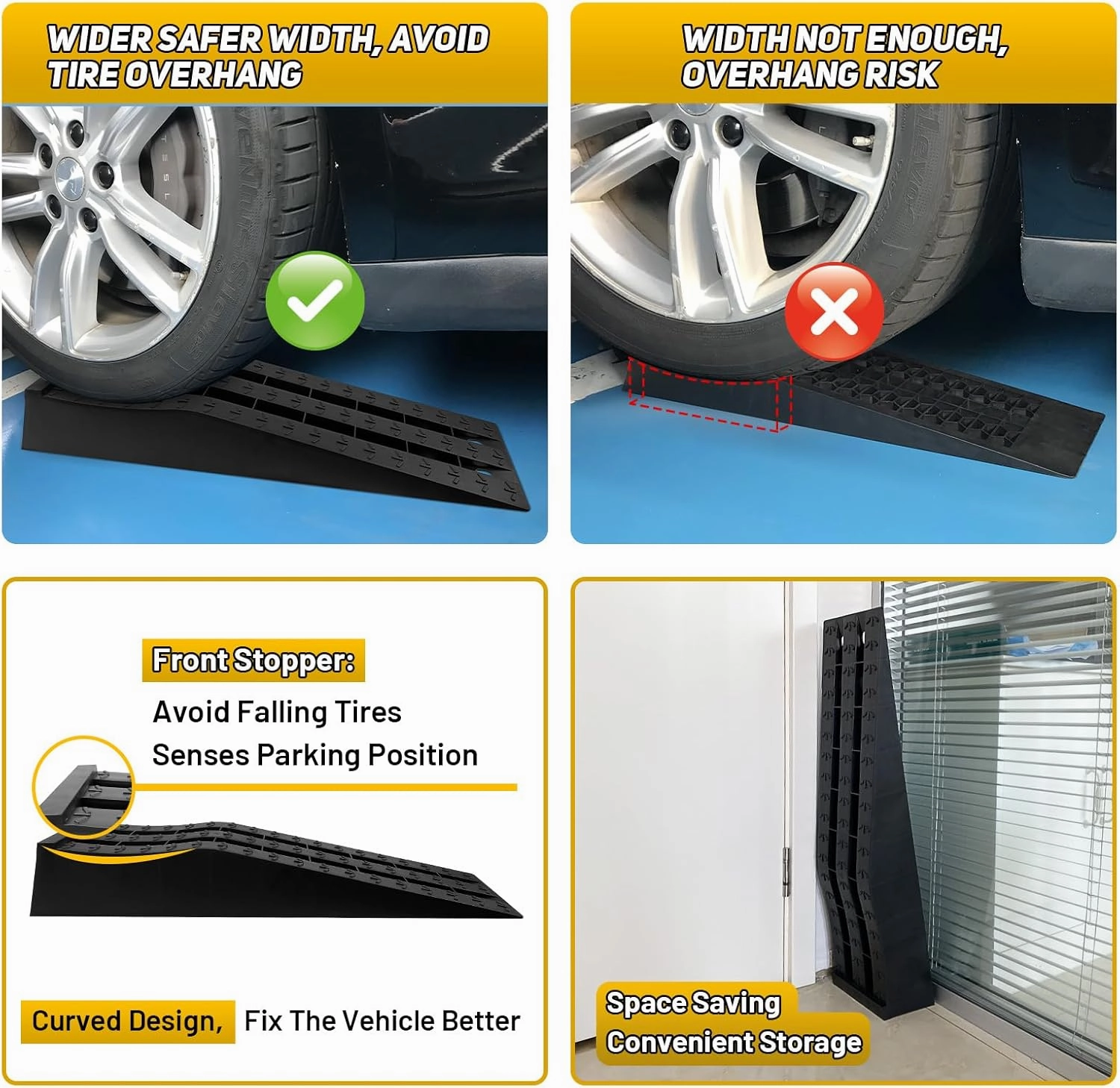Portable Car Ramps for Oil Changes High Lift, Heavy Duty Low Profile Car Ramps for Jack Support, Vehicle Ramps for Garage, 31.5''x8.1''x4.9'', GVW 10000 LBS, 2PCS