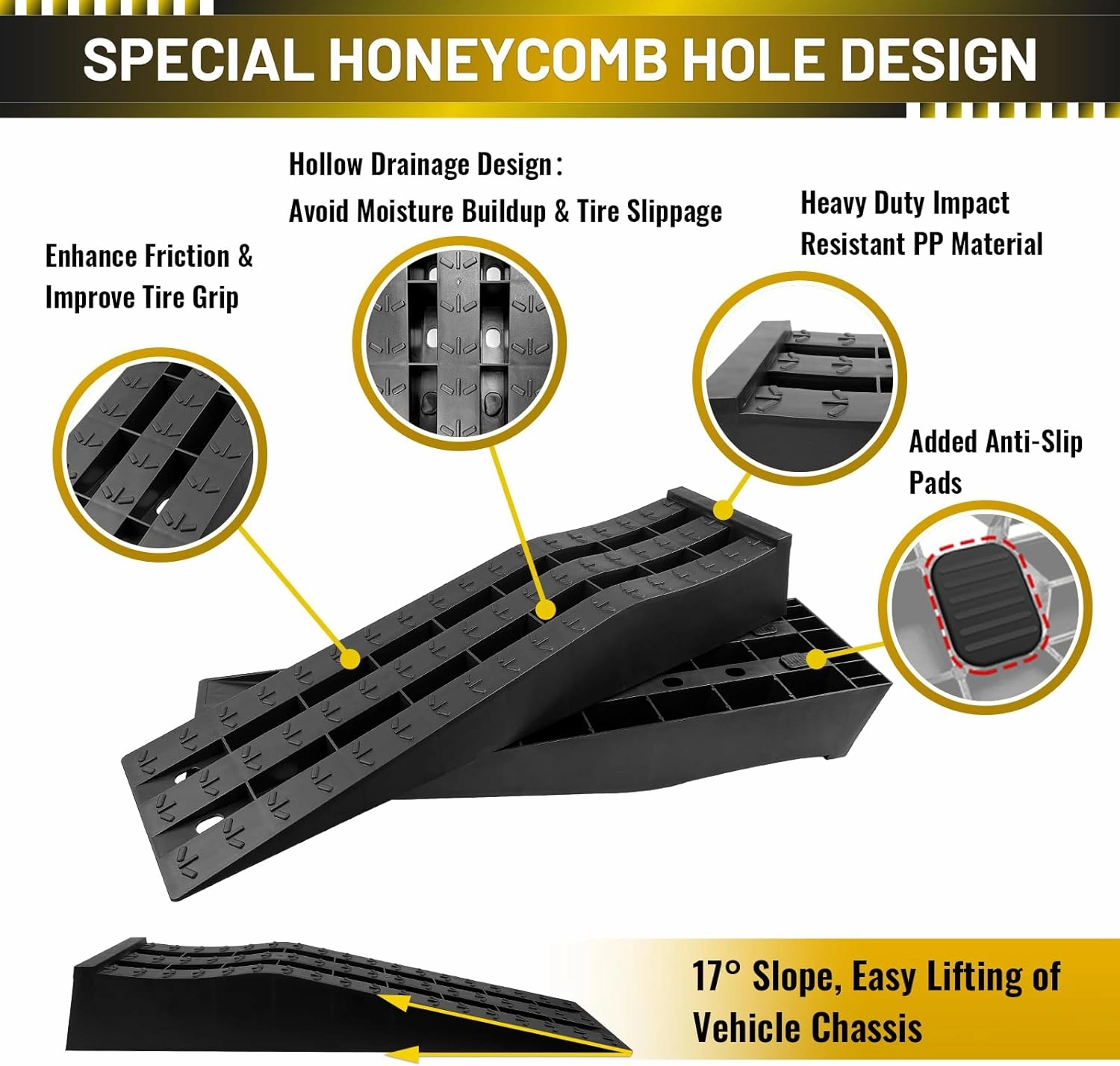 Portable Car Ramps for Oil Changes High Lift, Heavy Duty Low Profile Car Ramps for Jack Support, Vehicle Ramps for Garage, 31.5''x8.1''x4.9'', GVW 10000 LBS, 2PCS