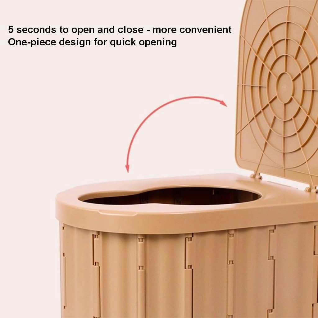 Portable Collapsible Toilet, Outdoor Toilet for Camping Hygiene, Portable Toilet with Lid for Camping Hiking, Car, Tent, Road Trip