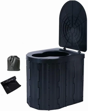 Portable Collapsible Toilet, Outdoor Toilet for Camping Hygiene, Portable Toilet with Lid for Camping Hiking, Car, Tent, Road Trip