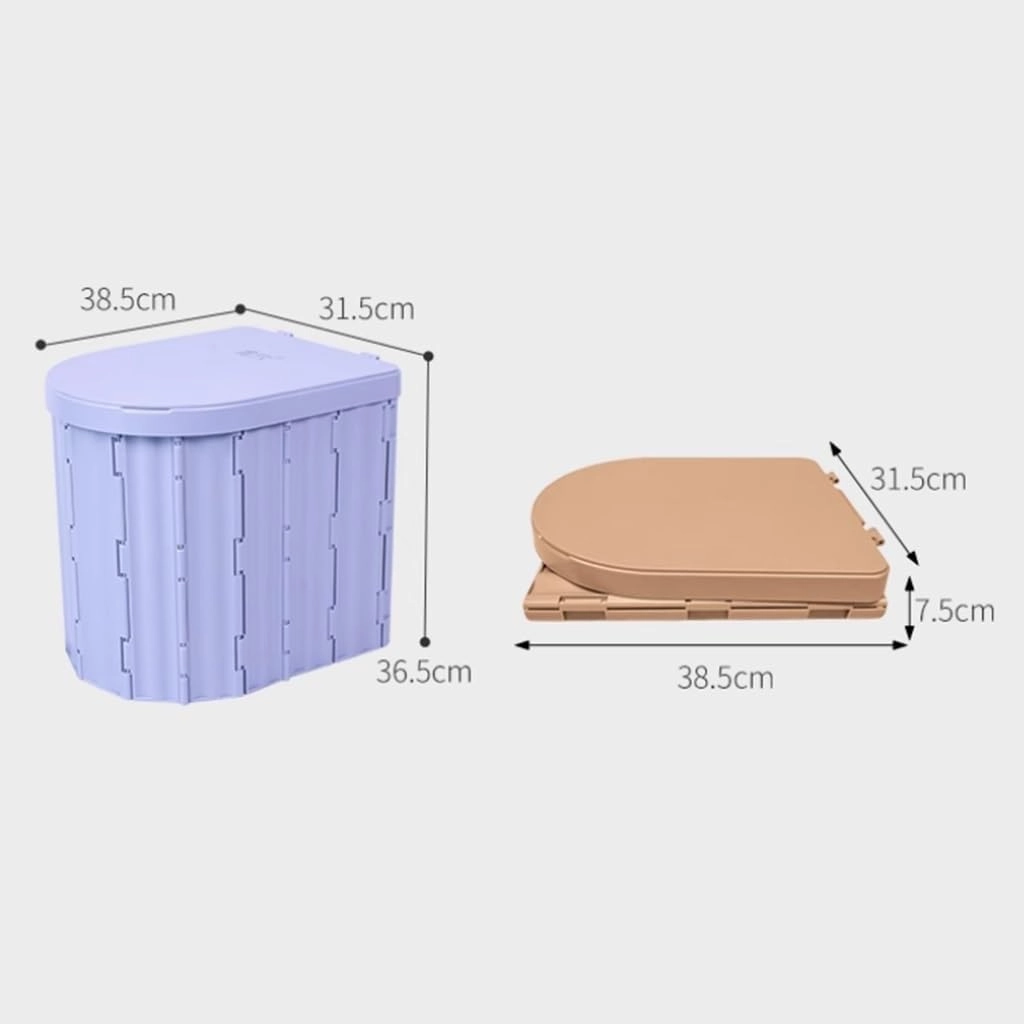 Portable Collapsible Toilet, Outdoor Toilet for Camping Hygiene, Portable Toilet with Lid for Camping Hiking, Car, Tent, Road Trip