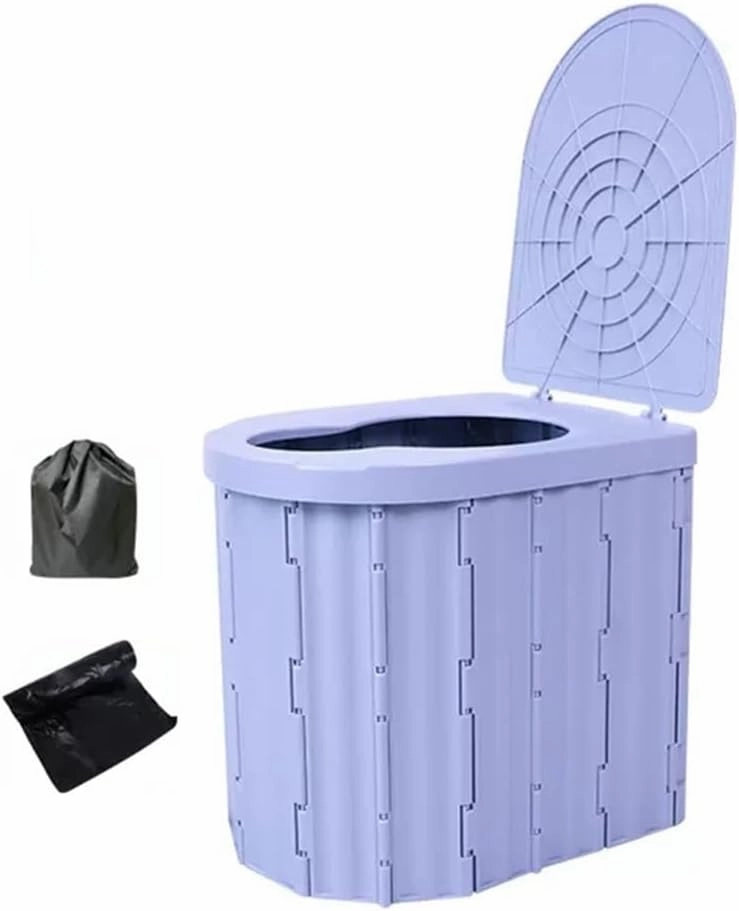 Portable Collapsible Toilet, Outdoor Toilet for Camping Hygiene, Portable Toilet with Lid for Camping Hiking, Car, Tent, Road Trip