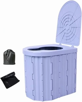 Portable Collapsible Toilet, Outdoor Toilet for Camping Hygiene, Portable Toilet with Lid for Camping Hiking, Car, Tent, Road Trip