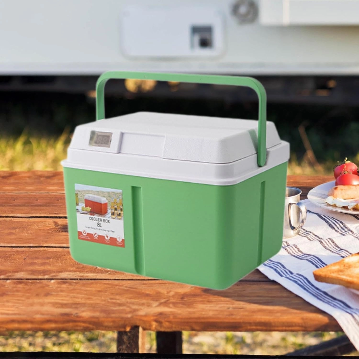 Portable Cooler Box Food Preservation Box Sturdy with Lock Lid Multifunctional for Beach, Sports Cold and Hot Insulated Case