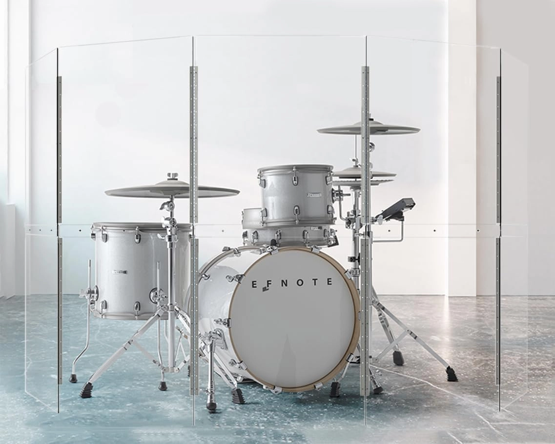 Portable Drum Shield 5-Panels 2ft x 5ft - Acrylic with Stainless Steel Hinges - Perfect for Churches, Home Practice, and Live Performances. (5 Panels)