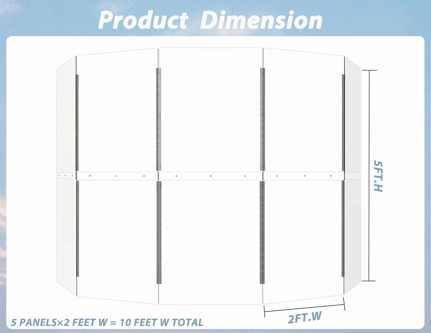 Portable Drum Shield 5-Panels 2ft x 5ft - Acrylic with Stainless Steel Hinges - Perfect for Churches, Home Practice, and Live Performances. (5 Panels)