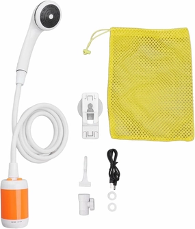 Portable Electric Shower,Portable Shower for Camping Outdoor Camp Shower for Camping SPA Car Washing Animal Bathing Plant (Orange-White)
