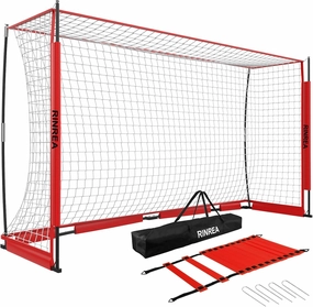 Portable Soccer Goal, Collapsible Soccer Goal Net Metal Base, Quick Setup Soccer Training Equipment with 1 Carry Bag, 1 Agility Ladder, 4 Ground Nails