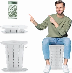 Portable Toilet for Adults – Trucker & Camping Potty with Lid, Durable PP Plastic, Foldable, RVs, Road Trips, Tents, Fishing, Hiking – Includes 25 Replacement Pouches