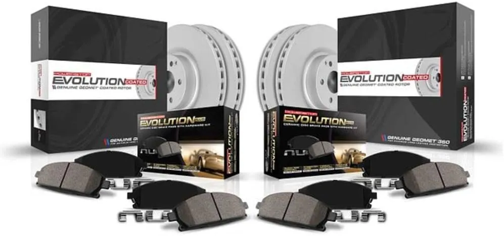 Power Stop CRK2164 Front and Rear Coated Brake Rotors and Ceramic Brake Pad Kit For 2007-2009 Chrysler Aspen Dodge Durango | 2006-2018 Dodge Ram 1500 | 2019-2022 Ram 1500 Classic