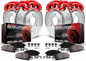 Power Stop Brake Kit For Dodge Ram 1500 Durango Aspen - Z23 Evolution Sport Front and Rear Truck & Tow, Carbon Fiber Ceramic Brake Pads with Drilled and Slotted Brake Rotors Replacement, KC2164A