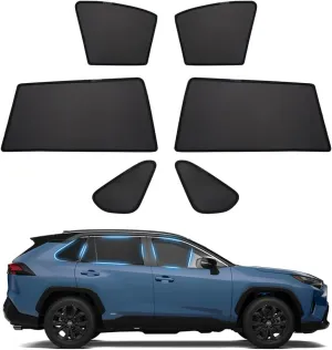 Powerty Custom Fit for Side Window Shade Toyota RAV4 2019-2024 2025-6 Pack 100% Light Block Car Priavcy Curtains Shades for Baby, Camping, Napping, Sleeping