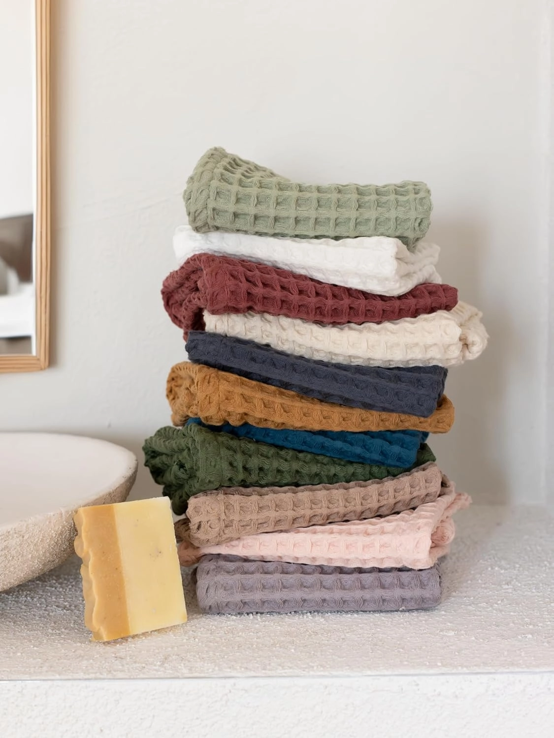 Premium 100% Turkish Cotton Wash Cloths & Face Towels Pack of 8, Luxury Turkish Waffle Washcloth Ideal for Bath, Makeup, Kitchen (Anthracite, Set of 8 Washcloths)
