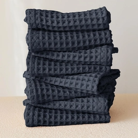 Premium 100% Turkish Cotton Wash Cloths & Face Towels Pack of 8, Luxury Turkish Waffle Washcloth Ideal for Bath, Makeup, Kitchen (Anthracite, Set of 8 Washcloths)
