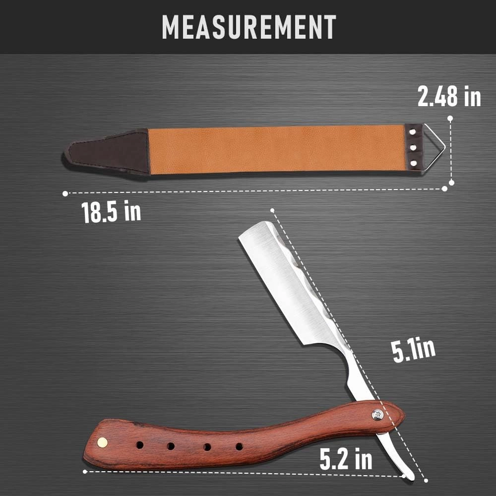 Premium Stainless Steel Shaver Razor with Shaving Strop for Men，Professional Straight Edge Barber Razor,Straight razors for men, Home & Salon Grooming Using (NO.172)