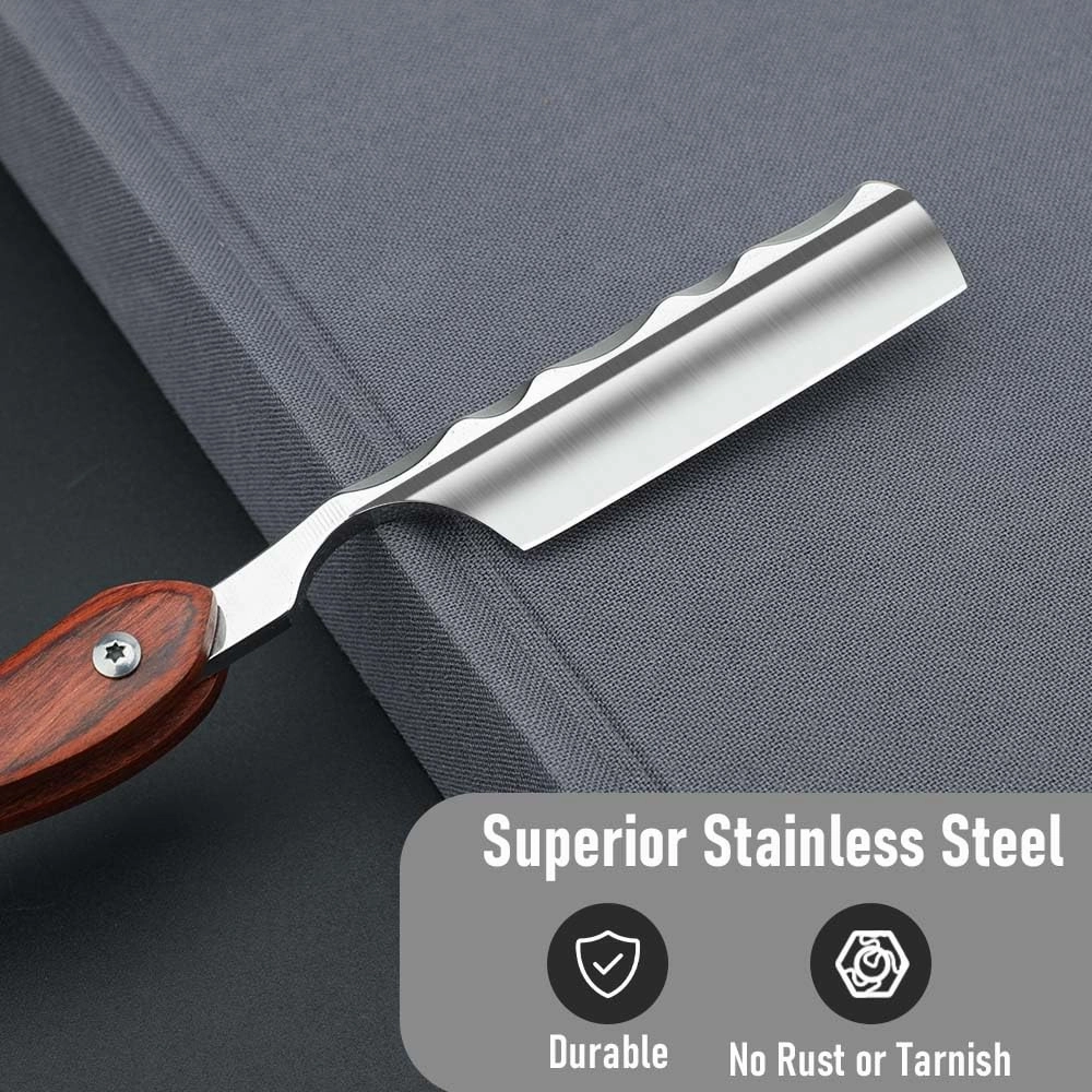 Premium Stainless Steel Shaver Razor with Shaving Strop for Men，Professional Straight Edge Barber Razor,Straight razors for men, Home & Salon Grooming Using (NO.172)
