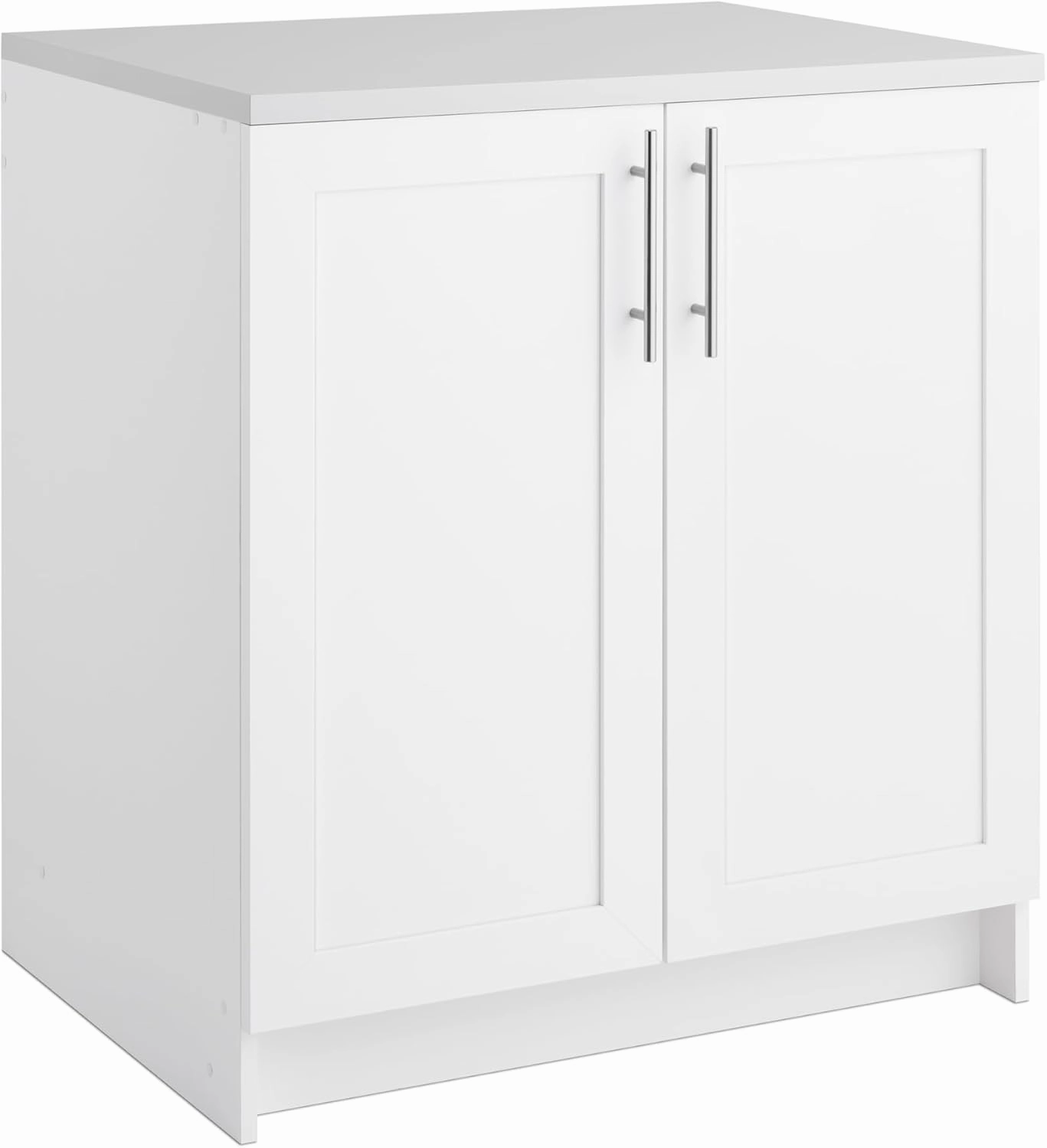 Prepac Elite 32" W Storage Cabinet with Doors and Shelves, White Garage Cabinet, Bathroom Storage with 1 Adjustable Shelf 24.5" D x 32" W x 36" H, WSCR-1005-1