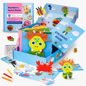 Preschool Montessori Educational Numbers Busy Book For Toddler 3 4 5 Car Airplane Interactive Travel Quiet Toys Felt Sensory Learning Activities Fine Motor Skill Birthday Gift For Girl & Boy