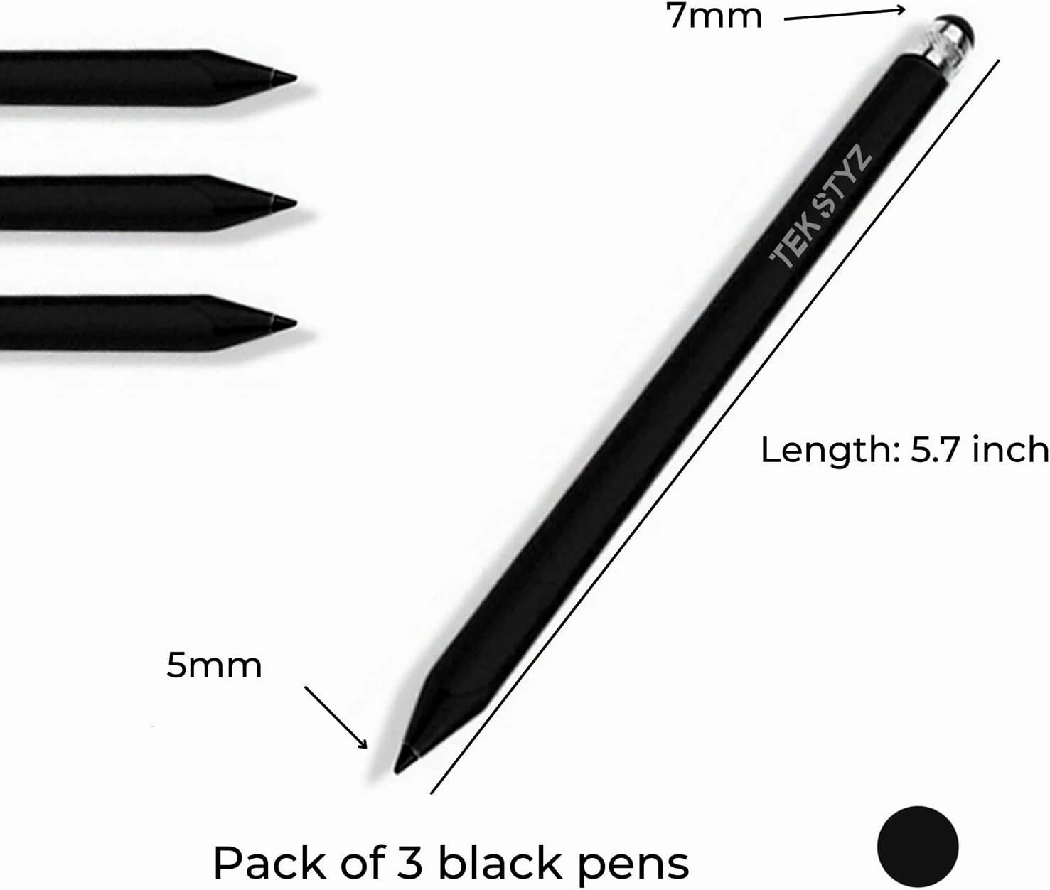 Pro Stylus Capacitive Pen Upgraded Works for mobiado Grand Touch Aston Martin with Custom High Precision Touch Full Size 3 Pack! (Black)