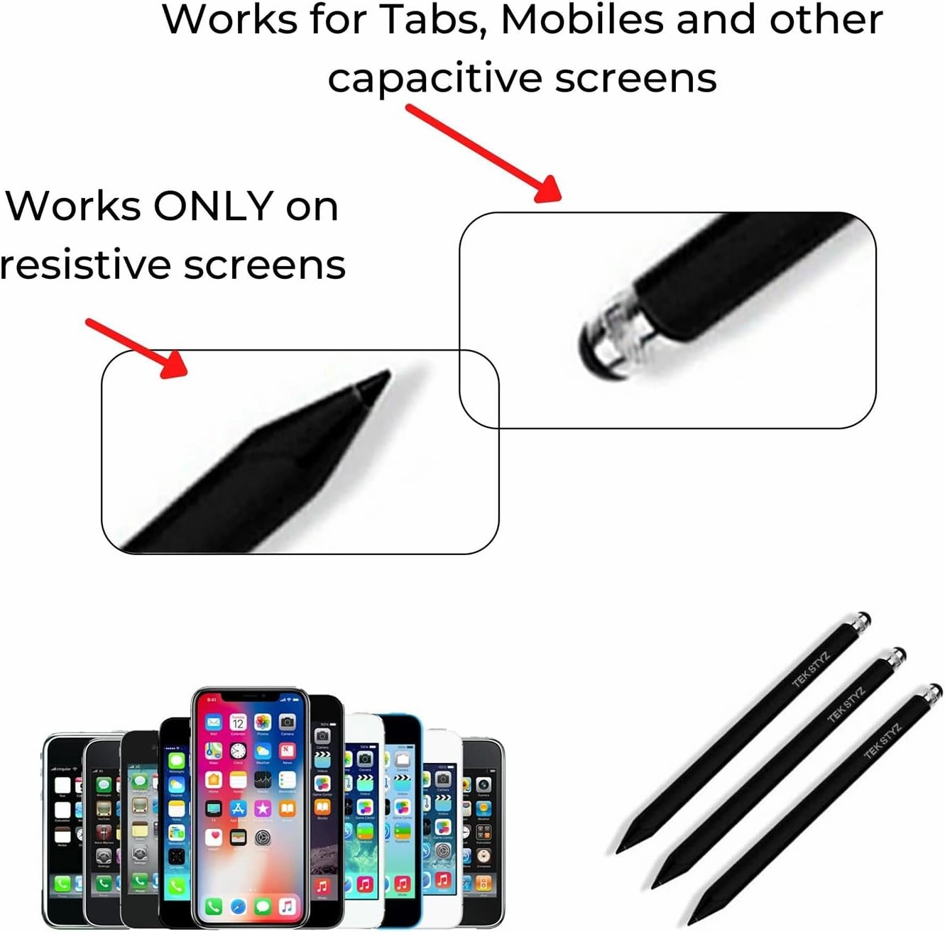 Pro Stylus Capacitive Pen Upgraded Works for mobiado Grand Touch Aston Martin with Custom High Precision Touch Full Size 3 Pack! (Black)
