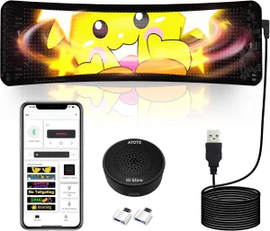 Programmable LED Sign for Car - ATOTOZONE AI Voice & Bluetooth APP Control, CI-VIALD13 Flexible Digital Display, Scrolling Back Window Car LED Sign Custom Text Pattern Animation for Store, Party, 13.7"x4"