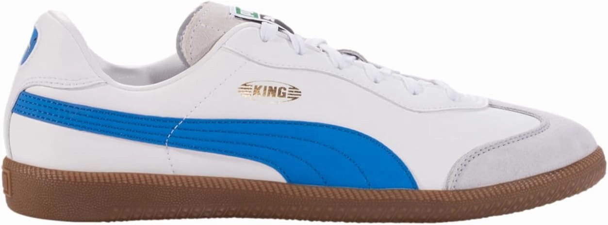 PUMA King 21 Men's Indoor Soccer Shoes - Classic Style with Modern Functionality, Soft Leather Upper, Rubber Outsole for Ultimate Grip (White, US 7.5)
