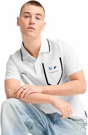 PUMA Men's Standard BMW M Motorsport Polo, White SS25, Large