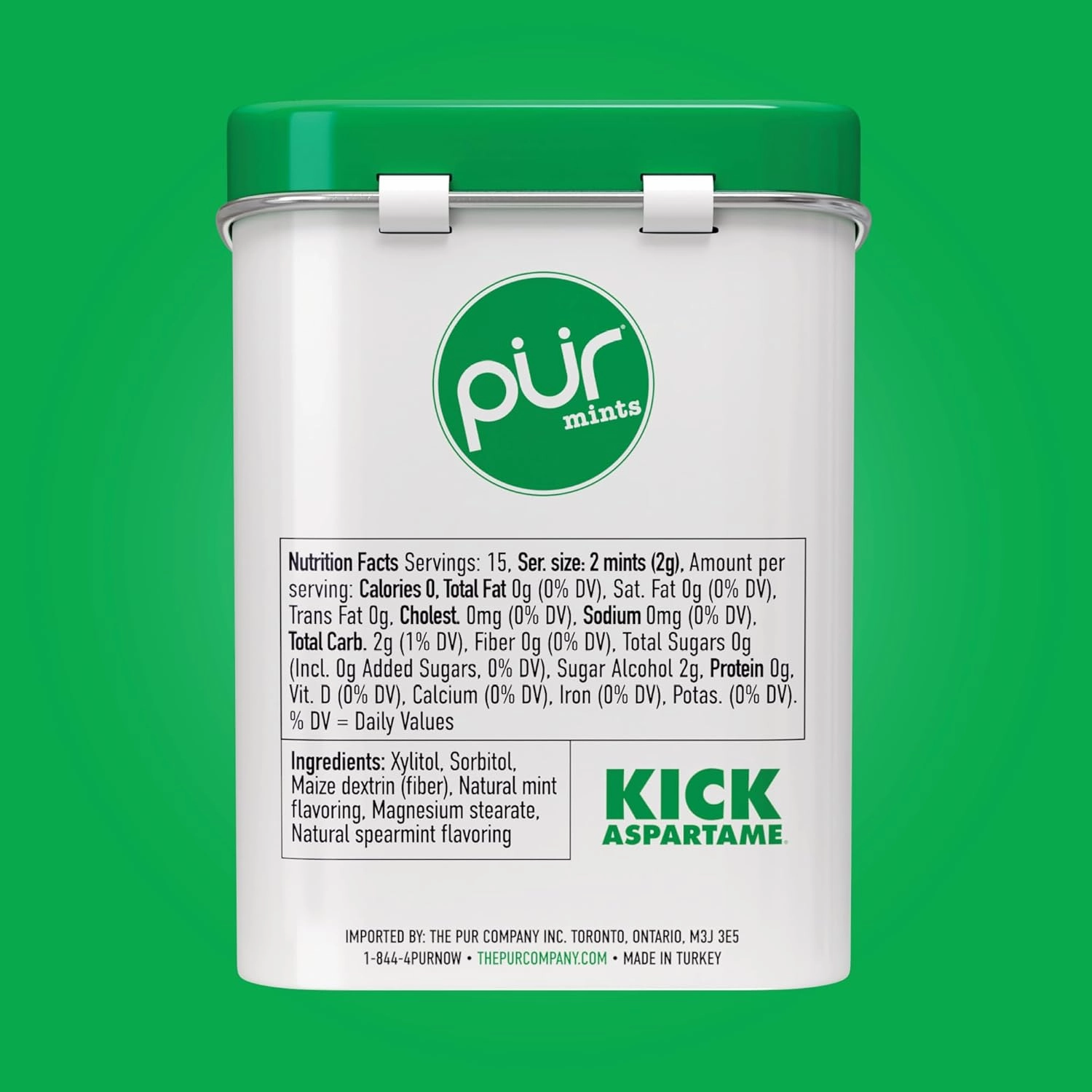 PUR Mints | Aspartame Free Mints | Made with Xylitol | Sugar Free, Vegan, Gluten Free & Keto Friendly | Natural Spearmint Flavored Mints, 30 Pieces (Pack of 12)