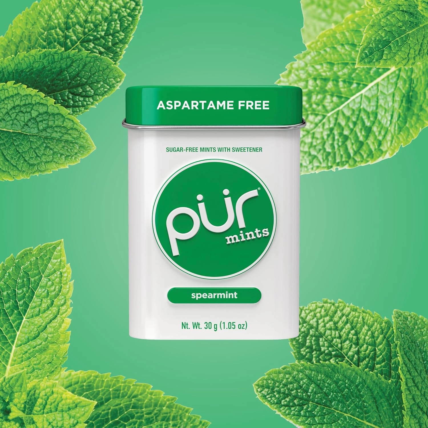 PUR Mints | Aspartame Free Mints | Made with Xylitol | Sugar Free, Vegan, Gluten Free & Keto Friendly | Natural Spearmint Flavored Mints, 30 Pieces (Pack of 12)