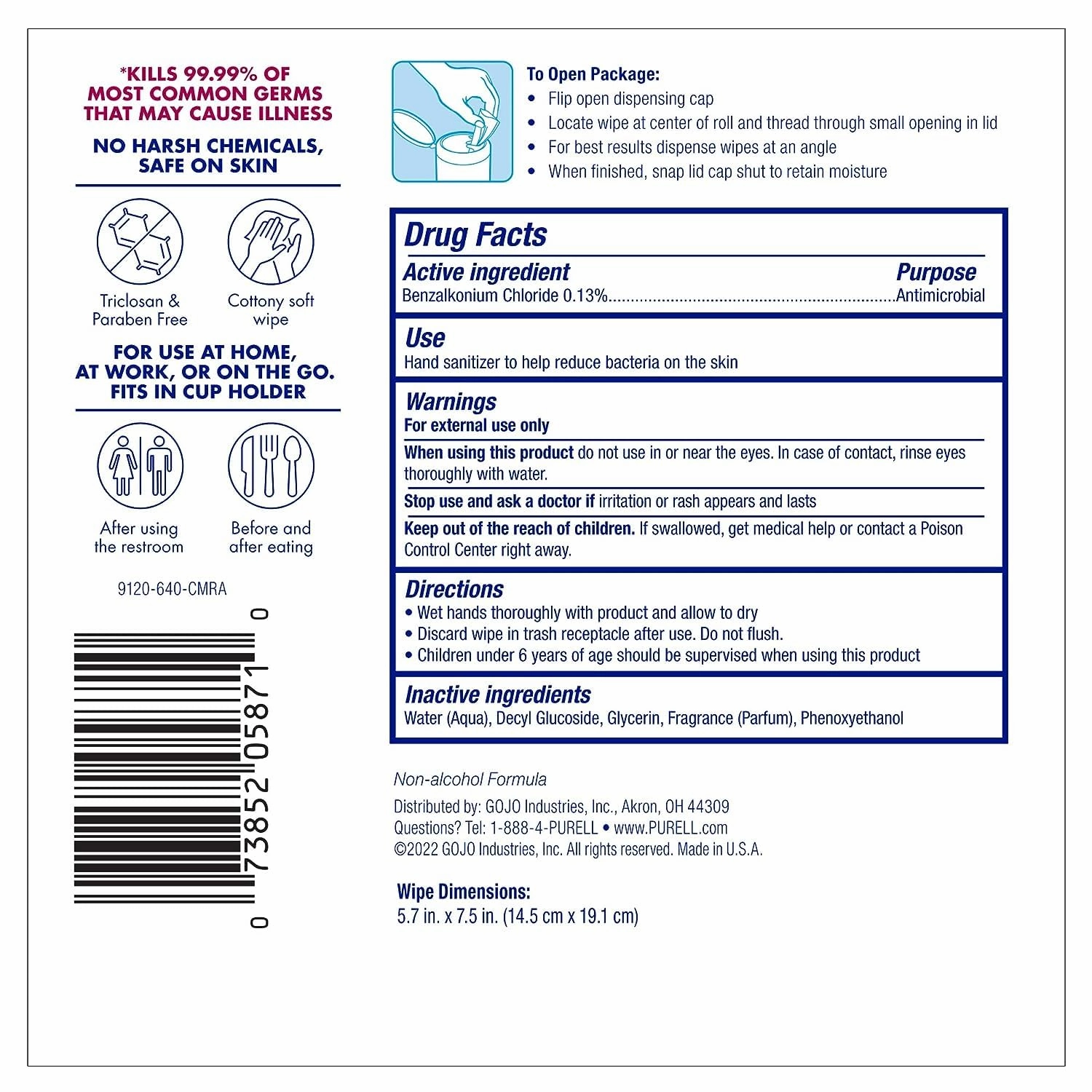 Purell Hand Sanitizing Wipes, Clean Refreshing Scent, 40 Count Hand Wipes Canister (Pack of 6) - 9120-06-CMR